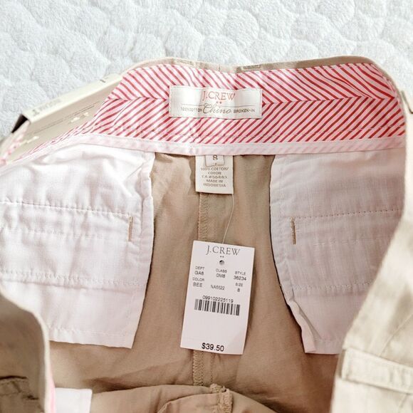 New J. Crew Chino city fit tan shorts khaki pockets 8 comfy lightweight casual - Picture 4 of 7